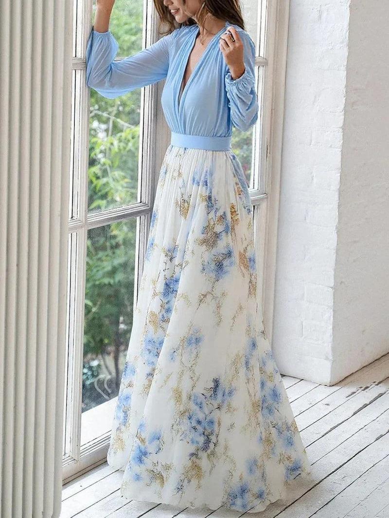 Madeleine | Stunning Floral Print V-Neck Maxi Dress