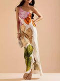 Kira | Resort Vibes Elegant Floral Print One-shoulder Maxi Dress